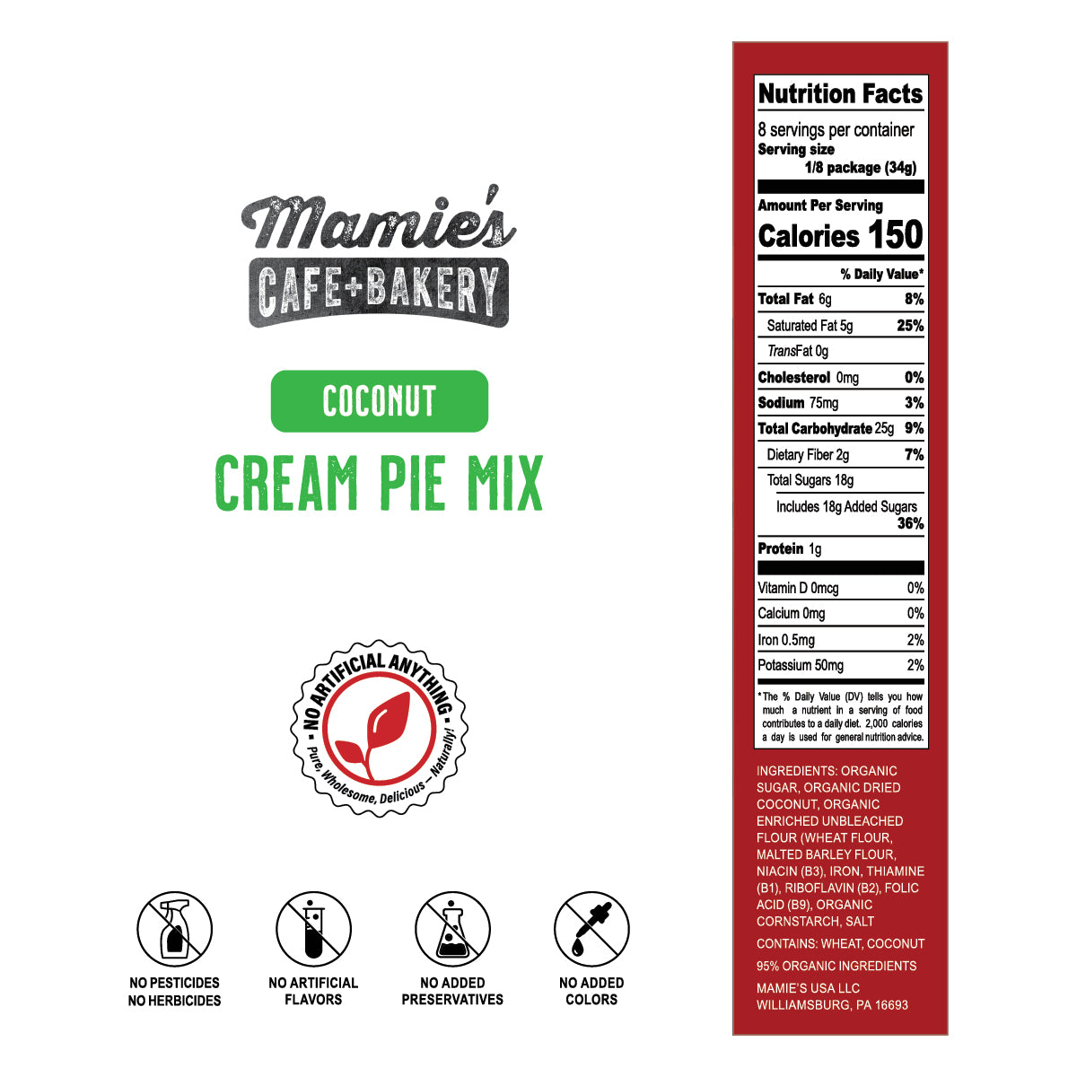 Mamie’s All Natural Coconut Cream Pie Mix